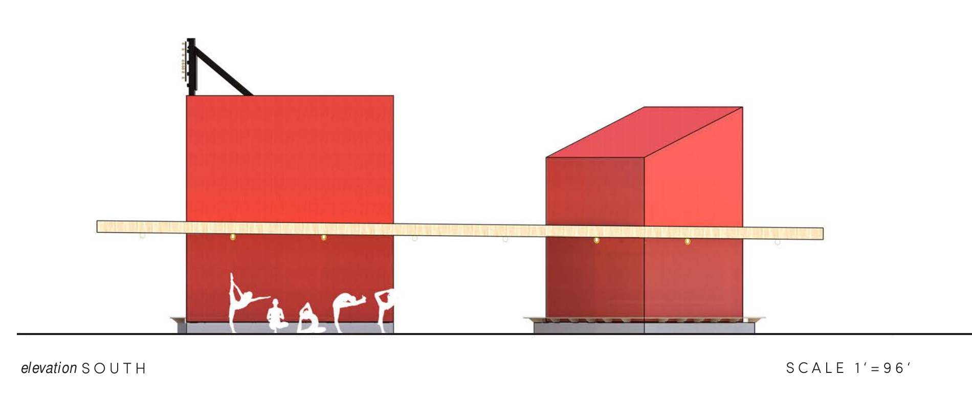 South elevation of the Porta Rosa pavilion